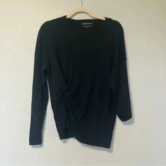 Something Navy black ribbed  sweater - Picture 1 of 5
